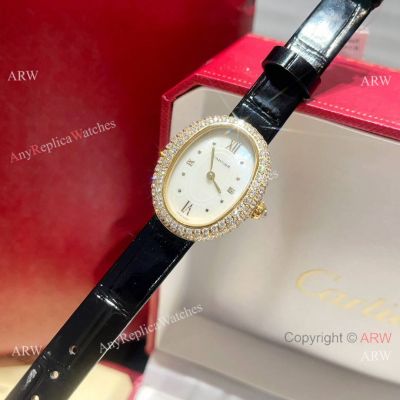 AAA Replica Cartier Baignoire De Diamond-Pave Watch Quartz - Gold Case